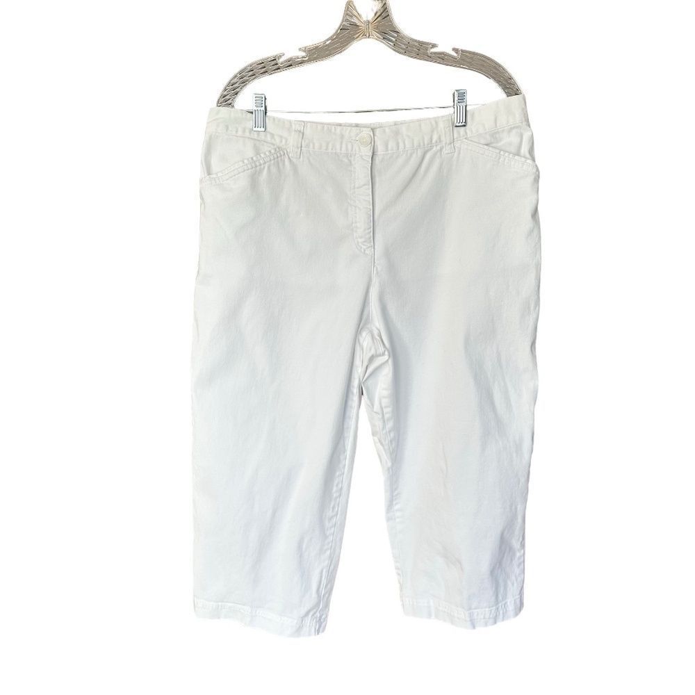 Karen Scott Woman's White Cotton Crop Capri Pants Size 16